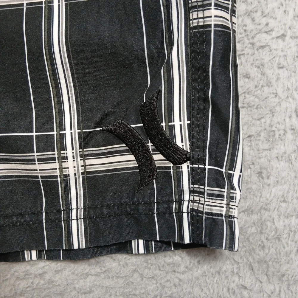 Hurley Boardshorts Mens 36‎ Black White Plaid Surf Swim